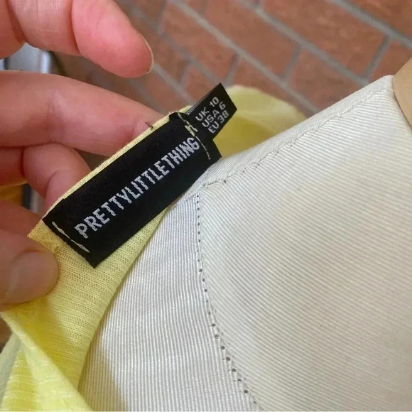 PrettyLittleThing Light Yellow Ribbed Tie Cardigan Women’s Size 6 - Picture 6 of 7